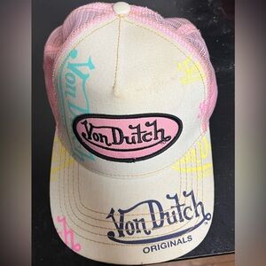 Von Dutch Originals Cream/Pink/Blue/White/Black Trucker Hat